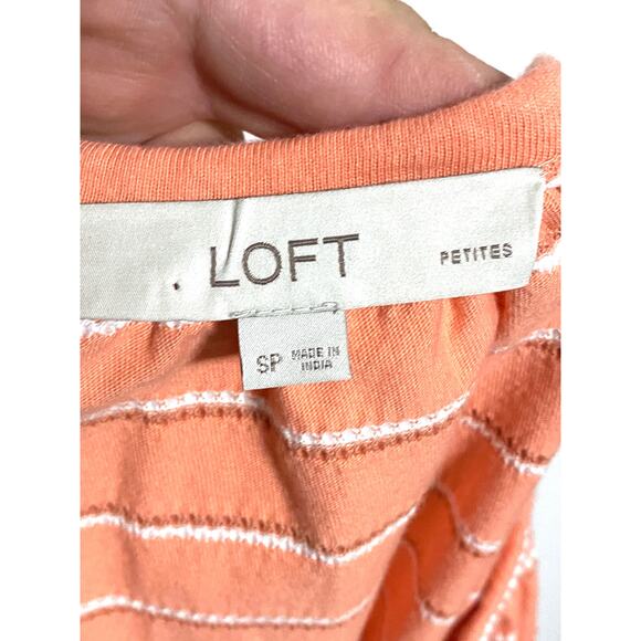 Loft Jacquard Mini Swing Dress Small Petite Striped Textured Boho Casual Pockets - Picture 5 of 6